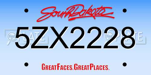 5ZX2228 South Dakota License Plate