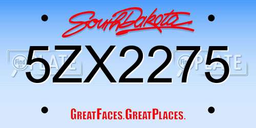 5ZX2275 South Dakota License Plate