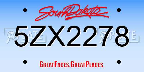 5ZX2278 South Dakota License Plate
