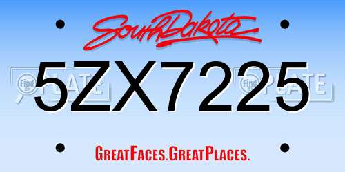 5ZX7225 South Dakota License Plate