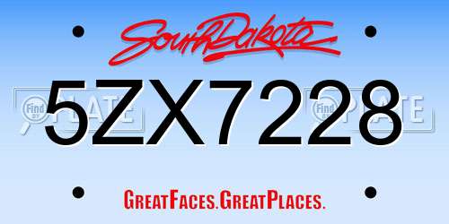 5ZX7228 South Dakota License Plate