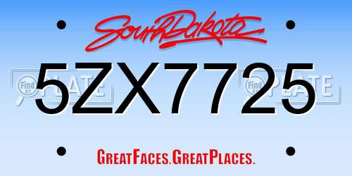 5ZX7725 South Dakota License Plate