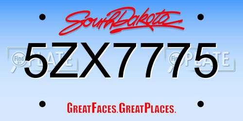 5ZX7775 South Dakota License Plate