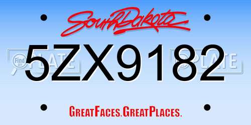 5ZX9182 South Dakota License Plate