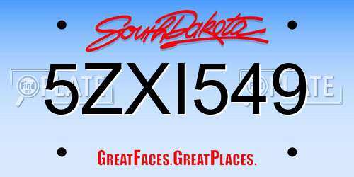 5ZXI549 South Dakota License Plate