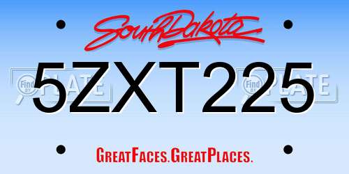5ZXT225 South Dakota License Plate