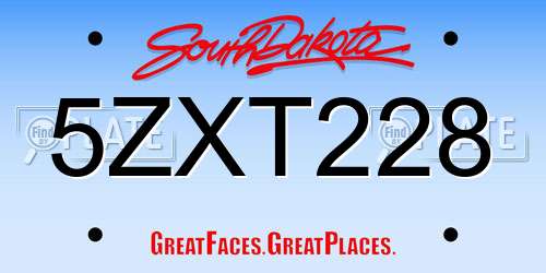 5ZXT228 South Dakota License Plate
