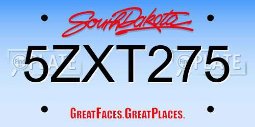 5ZXT275 South Dakota License Plate