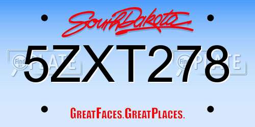 5ZXT278 South Dakota License Plate