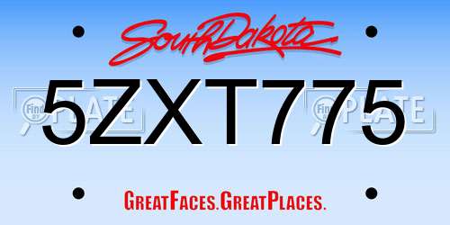 5ZXT775 South Dakota License Plate