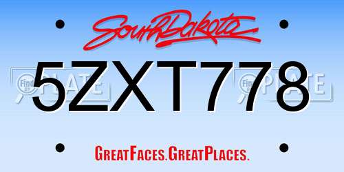 5ZXT778 South Dakota License Plate