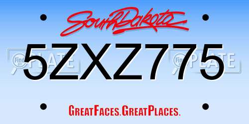 5ZXZ775 South Dakota License Plate