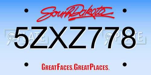 5ZXZ778 South Dakota License Plate