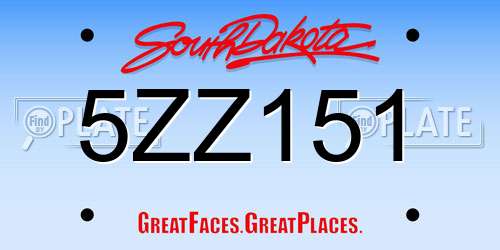 5ZZ151 South Dakota License Plate
