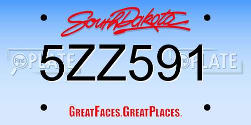 5ZZ591 South Dakota License Plate
