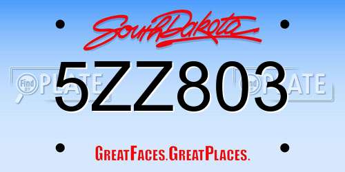 5ZZ803 South Dakota License Plate