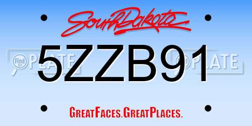 5ZZB91 South Dakota License Plate