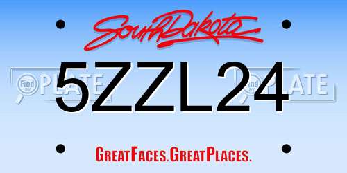 5ZZL24 South Dakota License Plate
