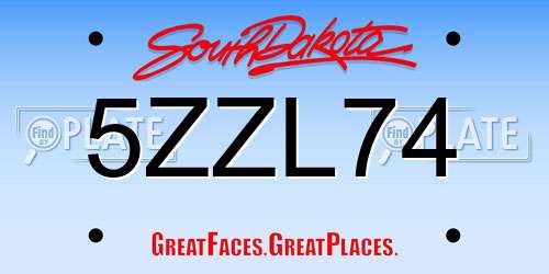 5ZZL74 South Dakota License Plate