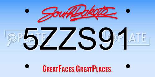 5ZZS91 South Dakota License Plate