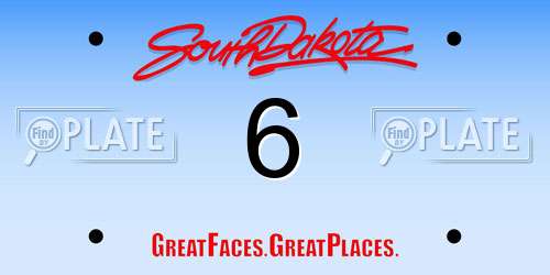 6 South Dakota License Plate