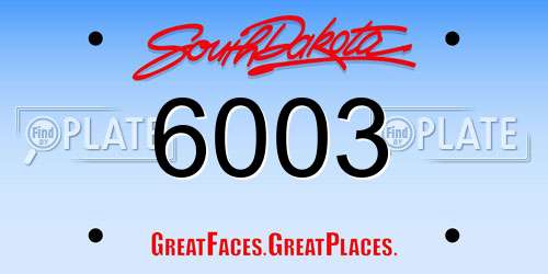 6003 South Dakota License Plate
