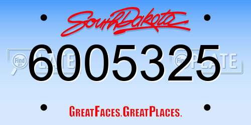6005325 South Dakota License Plate