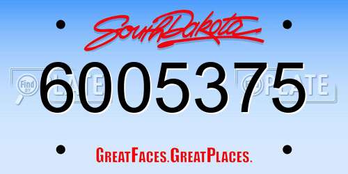 6005375 South Dakota License Plate