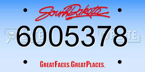 6005378 South Dakota License Plate