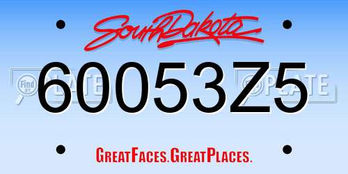 60053Z5 South Dakota License Plate