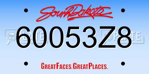 60053Z8 South Dakota License Plate