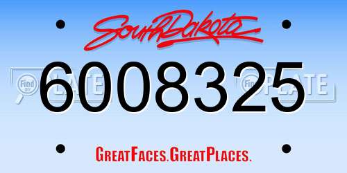 6008325 South Dakota License Plate