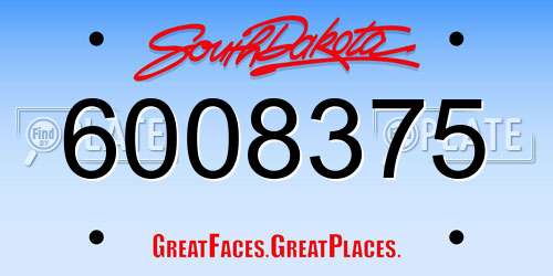 6008375 South Dakota License Plate