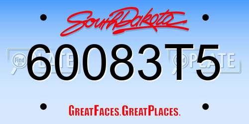 60083T5 South Dakota License Plate