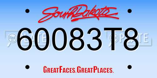 60083T8 South Dakota License Plate