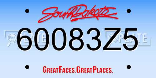 60083Z5 South Dakota License Plate