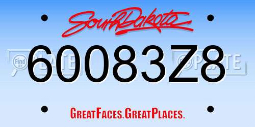 60083Z8 South Dakota License Plate