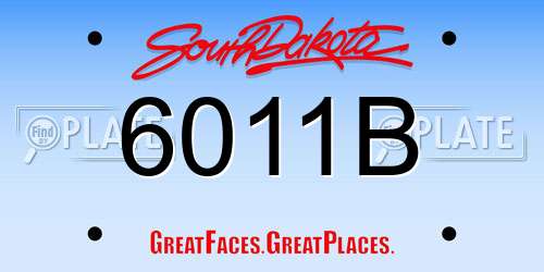 6011B South Dakota License Plate