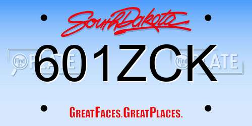 601ZCK South Dakota License Plate