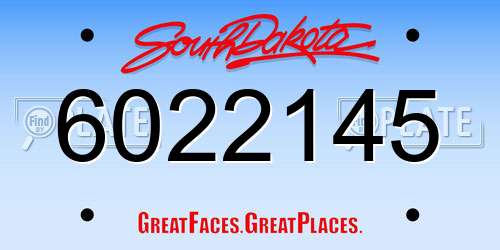 6022145 South Dakota License Plate