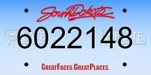 6022148 South Dakota License Plate