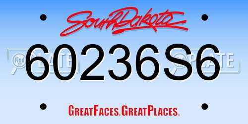 60236S6 South Dakota License Plate