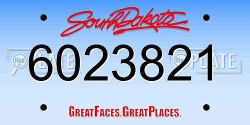 6023821 South Dakota License Plate