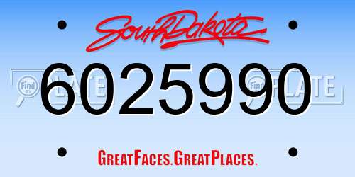 6025990 South Dakota License Plate