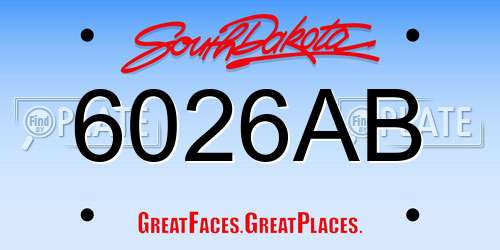 6026AB South Dakota License Plate