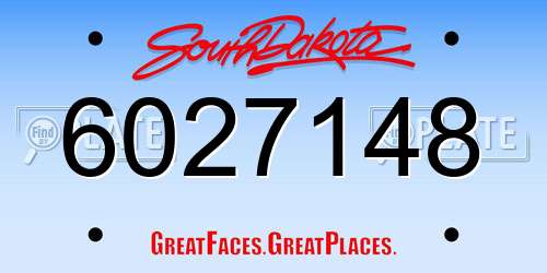 6027148 South Dakota License Plate