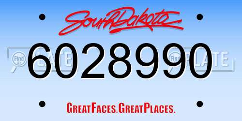 6028990 South Dakota License Plate