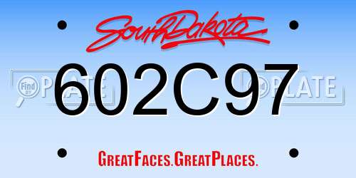 602C97 South Dakota License Plate