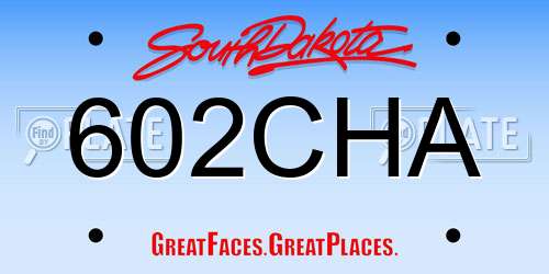 602CHA South Dakota License Plate