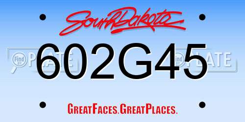 602G45 South Dakota License Plate